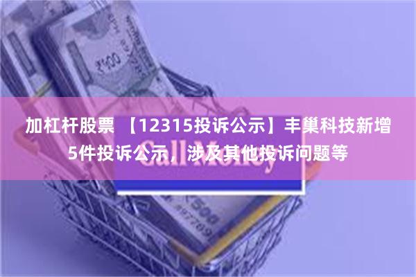 加杠杆股票 【12315投诉公示】丰巢科技新增5件投诉公示，涉及其他投诉问题等