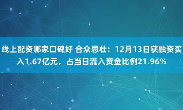 线上配资哪家口碑好 合众思壮：12月13日获融资买入1.67亿元，占当日流入资金比例21.96%