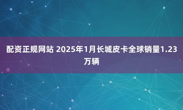 配资正规网站 2025年1月长城皮卡全球销量1.23万辆