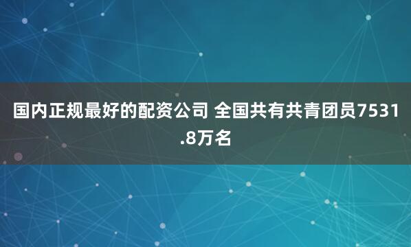 国内正规最好的配资公司 全国共有共青团员7531.8万名