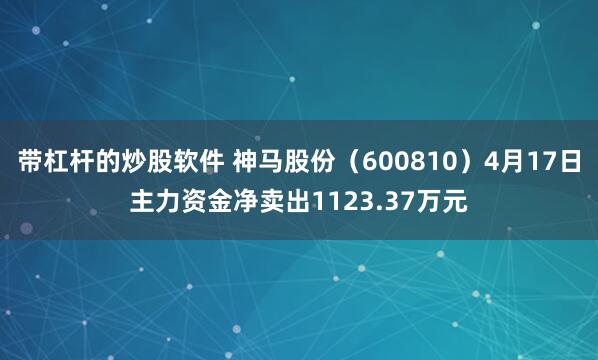 带杠杆的炒股软件 神马股份（600810）4月17日主力资金净卖出1123.37万元