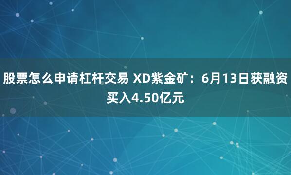 股票怎么申请杠杆交易 XD紫金矿：6月13日获融资买入4.50亿元