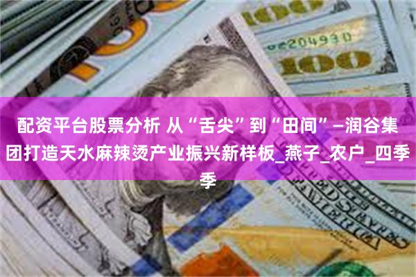 配资平台股票分析 从“舌尖”到“田间”—润谷集团打造天水麻辣烫产业振兴新样板_燕子_农户_四季