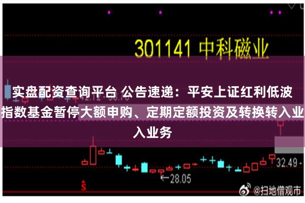 实盘配资查询平台 公告速递：平安上证红利低波动指数基金暂停大额申购、定期定额投资及转换转入业务